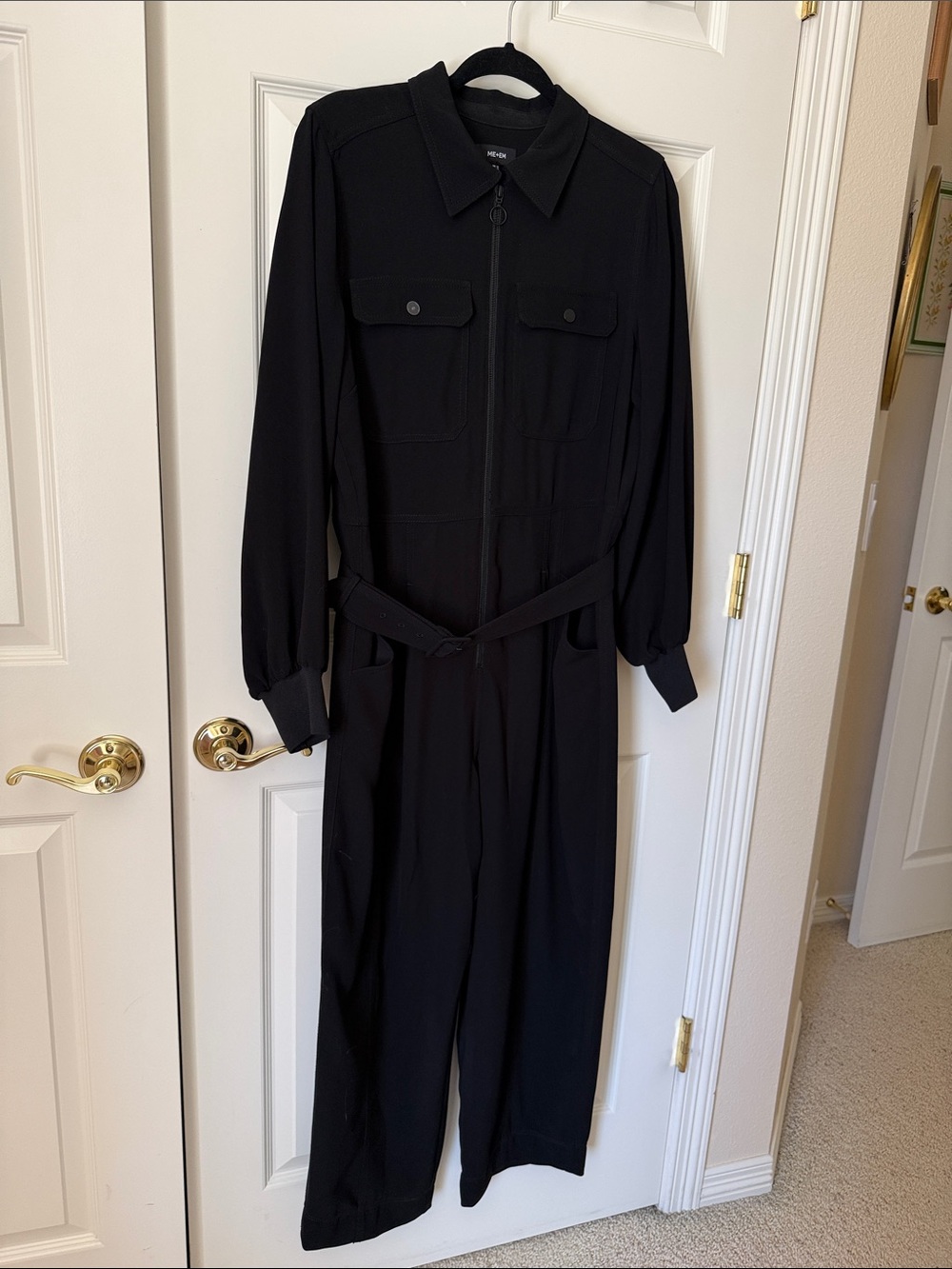 ME+EM Black Zip-Front viscose Jumpsuit, size 12